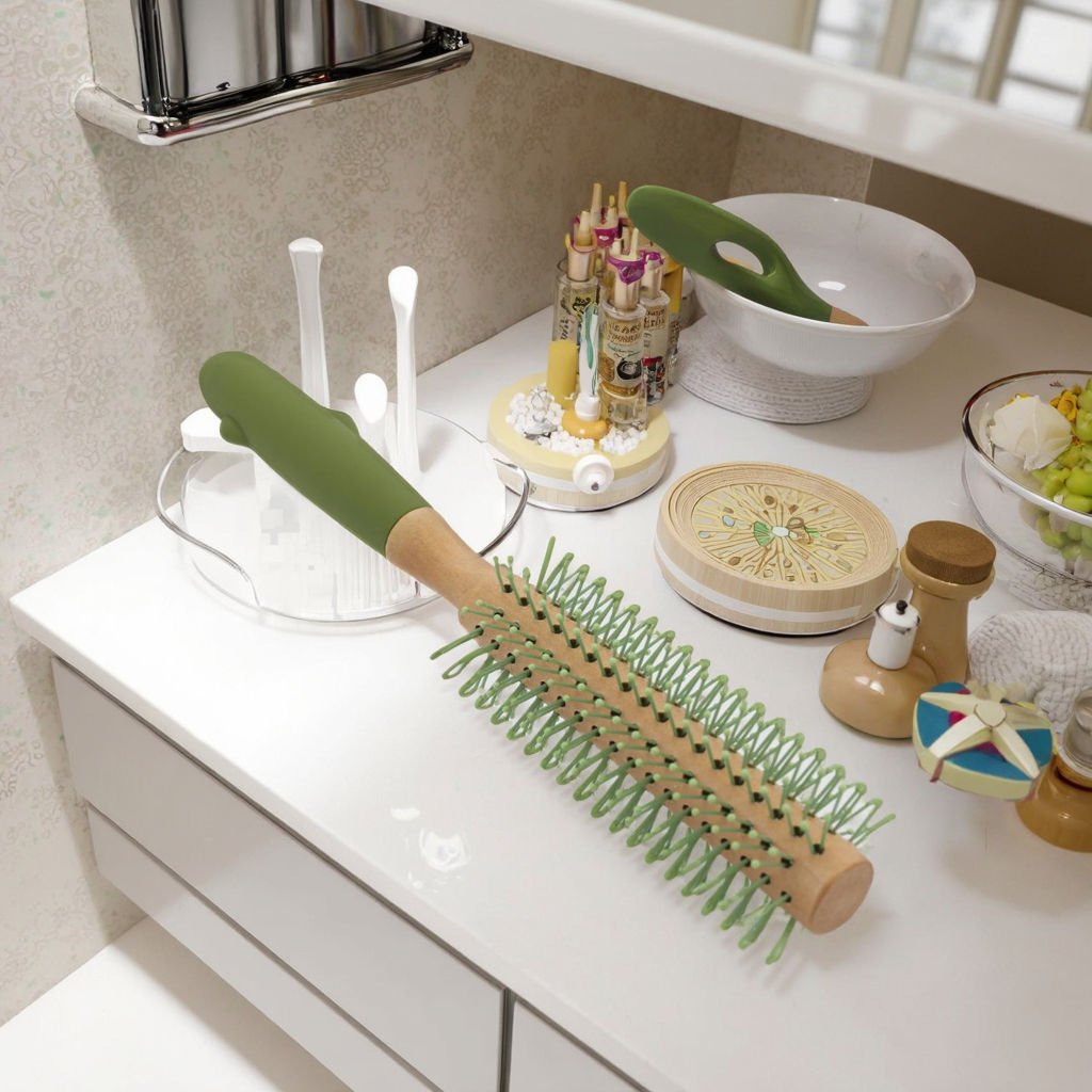 Customizable Women's Portable Hair Massage Comb Special Hair Straightening Brush for Straight & Curly Hair with Non-Slip Handle